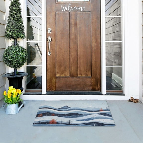 Winter Landscape with Mountains Versatile Absorbent Door Mat, Non-Slip, Easy to Clean 32''x20''
