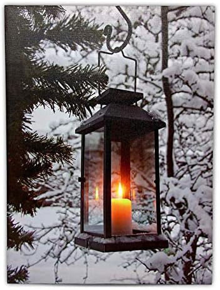 Winter Lantern LED Canvas Wall Art - Light Up Snowy Scene with a ...