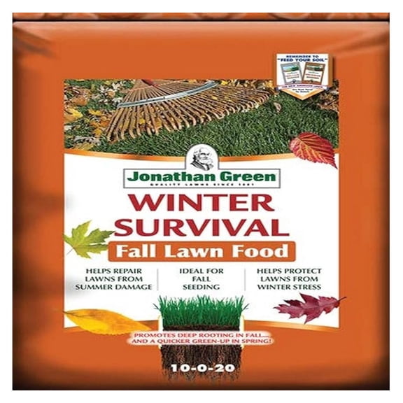 Winter Lawn Fertilizer 10-0-20 | Jonathan Green Winter Survival Fall Fertilizer | 15 lb Bag | Fall Lawn Care, Seed Preparation, Root Growth