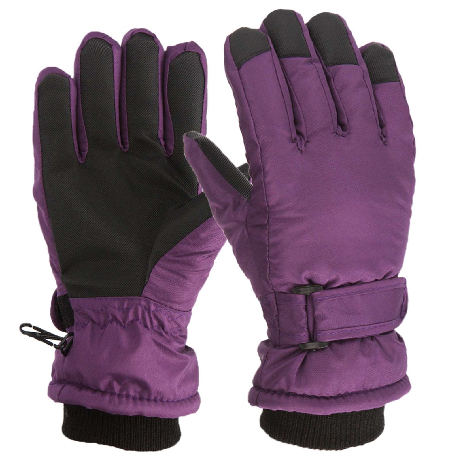 Winter Leather Gloves For Kids Boys Girls (7-12 years old) Snow Windproof Waterproof Mittens Outdoor Sports Skiing Riding Contrast Color Warm for Gifts