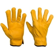 Winter Leather Work Gloves Sherpa Fleece Lined In Mens Small,Med,Large,XL,XXL (Large)