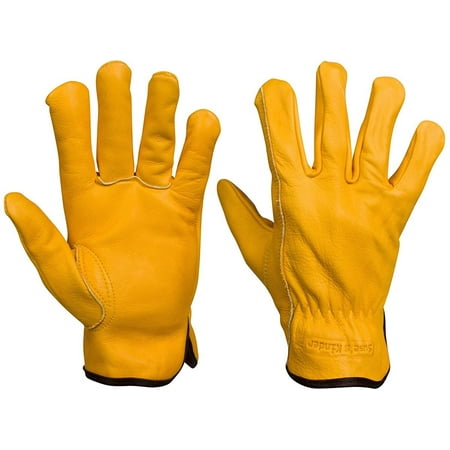 Winter Leather Work Gloves Sherpa Fleece Lined In Mens Small,Med,Large,XL,XXL (Large)