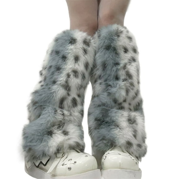 Winter Leg Warmers Leopard Print Plush Boot Toppers for Stylish Outfits