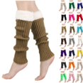 thumbnail image 1 of Winter Leg Warmers for Women Warm Knitted Socks Knitted Wool Crochet Long Boot Socks New Year's Day Socks Christmas Socks Khaki, 1 of 3