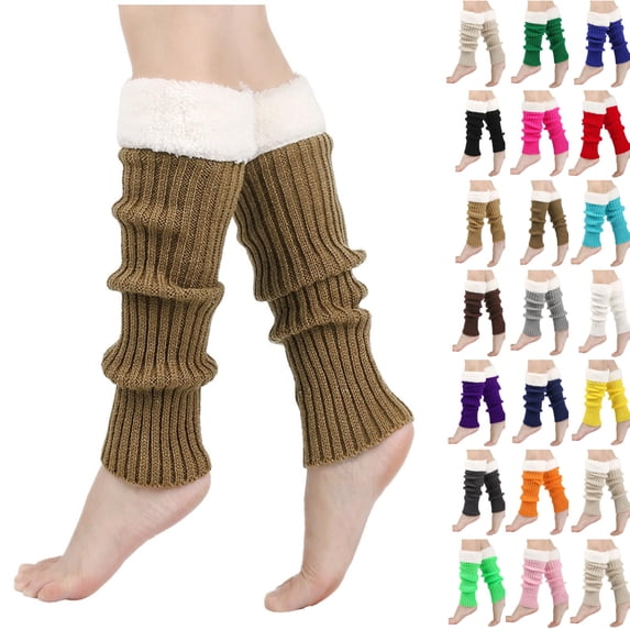 Winter Leg Warmers for Women Warm Knitted Socks Knitted Wool Crochet Long Boot Socks New Year's Day Socks Christmas Socks Khaki
