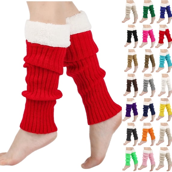 Winter Leg Warmers for Women Warm Knitted Socks Knitted Wool Crochet Long Boot Socks New Year's Day Socks Christmas Socks Red