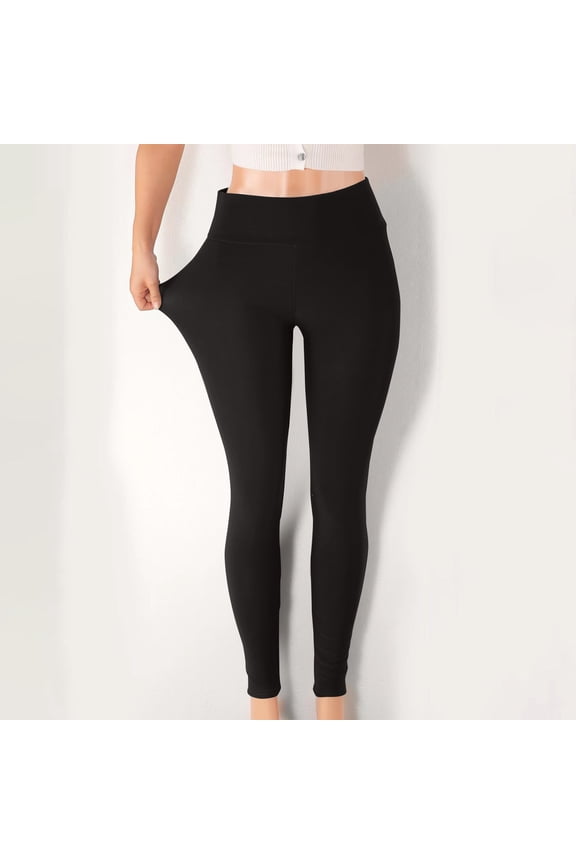 Winter Leggings,Fax Fur Lined Leggings for Women,Winter Warm Thickened Multi-Plush Solid Pants Black L