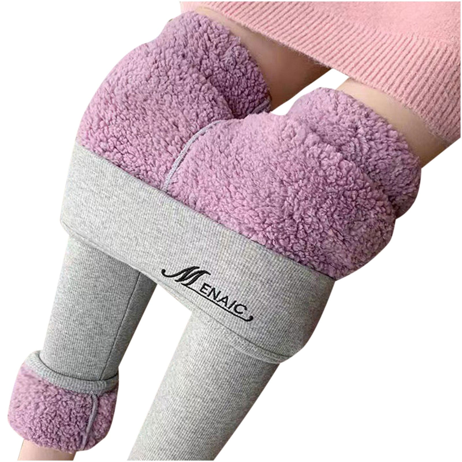 yoeyez Winter Leggings for Women Fleece Lined Fluffy Sherpa Pocket Wool Pants  Tummy Control Yoga Trousers 