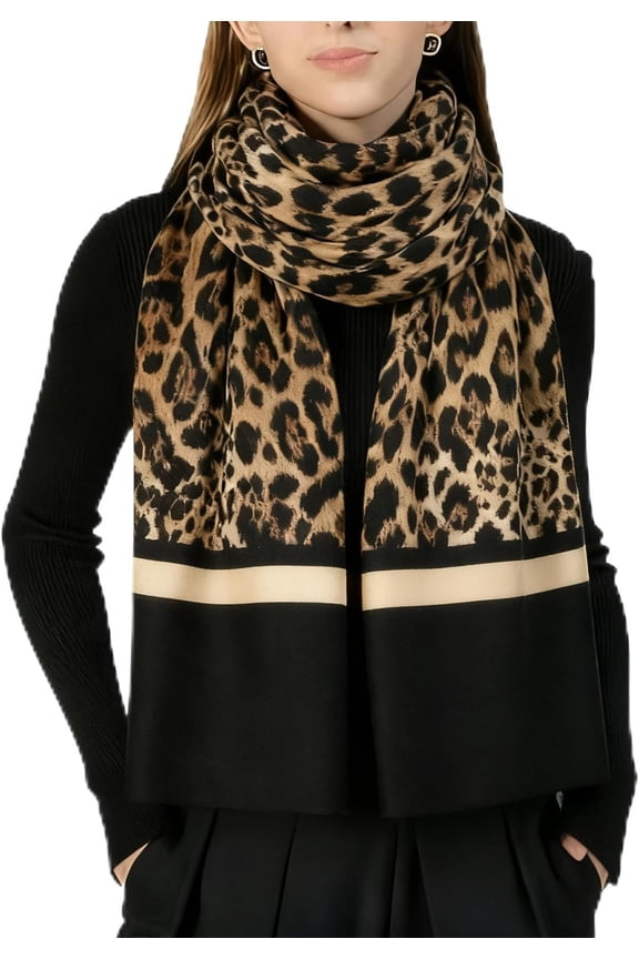 Winter Leopard Scarf for Women - Soft Warm Large Print Shawl Wrap