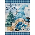 thumbnail image 1 of Winter Let It Snow Gnome Decorative Burlap Garden Flag, Snowman Home Yard Small Outdoor Decor, Christmas Farmhouse Snowflake Blue Buffalo Plaid Check Outside Decoration Double Sided 12x18, 1 of 6
