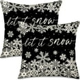 thumbnail image 1 of Winter Let it Snow Pillow Cover 2 Pack Black and White Snowflake Decorative Season Quote Christmas Throw Pillow Covers 16x16 Inch Home Sofa Couch Decor Cushion Case, 1 of 5