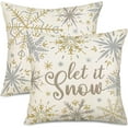 thumbnail image 1 of Winter Let it Snow Pillow Cover 2 Pack White and Grey Snowflake Decorative Season Quote Christmas Throw Pillow Covers 18x18 Inch Home Sofa Couch Decor Cushion Case, 1 of 5