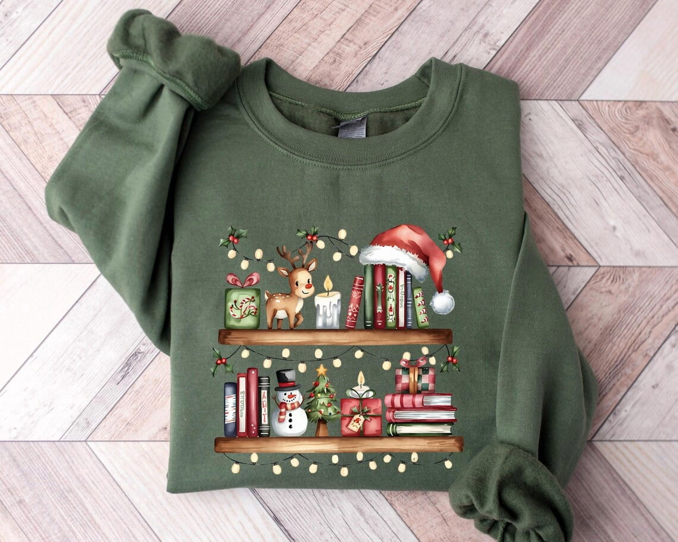 Winter Library Bookworm Book Lover Reading Graphic Sweatshirt - Walmart.com