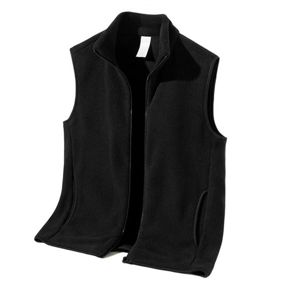 Winter Light Luxury Fashion Fleece Fleece Waistcoat Men Sleeveless Vest Jacket Casual Solid Color Top for Layering and Casual Wear - Warm and Elegant Men's Upper Garment,Black,L