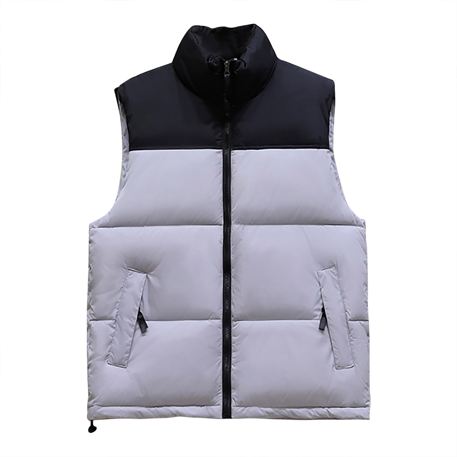Winter Lightweight Puffer Vest for Women Color Block Warm Cotton Down ...