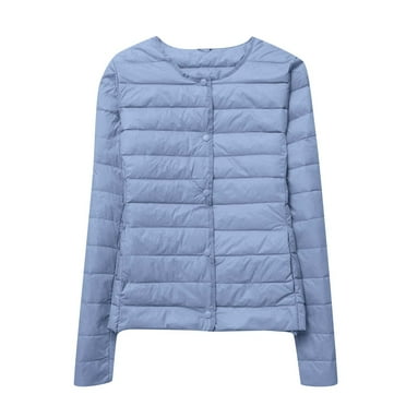 Winter Lightweight Warm Puffy Coat Women's Lightweight Long-Sleeve Water-Proof Packable Puffer Jacket Down Quilted Jacket Winter Jacket for Women S-3 Navy XXL