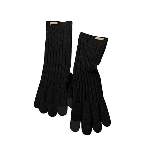Winter Lingge Long Wristband Woven Two Finger Screen Gloves For Women