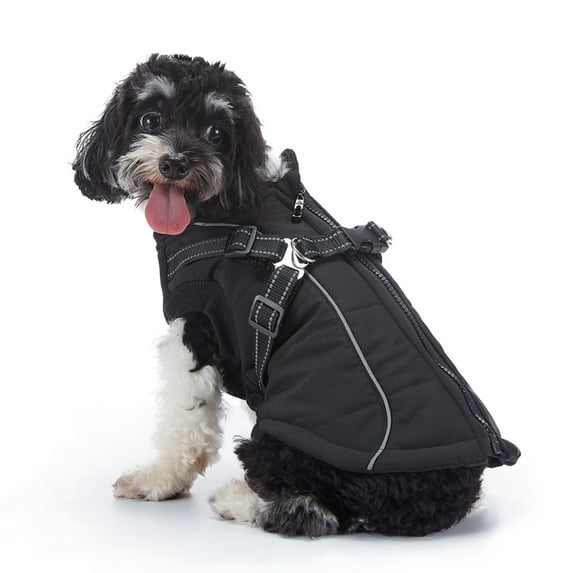 Winter Little Dog Clothe Solid Color Zipper Cosure With Reflective Stripe For Dog Boy & Girl