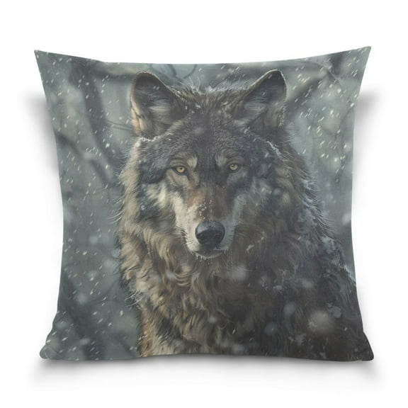 Winter Lone Wolf Throw Pillow Covers Couch Pillowcases Decor for Bed Sofa 18" x 18"