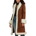 thumbnail image 1 of Winter Long Coat Blend Shearling Lined Warm Outerwear Elegant Trench Style Jacket For Cold Weather Fashion winter clothing for women, 1 of 7
