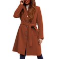 thumbnail image 1 of Winter Long Coat Double Trench Jacket With Lapel Belt And Inner For Cold Weather Outerwear Fashion winter clothing for women, 1 of 4