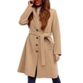 thumbnail image 1 of Winter Long Coat Double Trench Jacket With Lapel Belt And Inner For Cold Weather Outerwear Fashion winter clothing for women, 1 of 7
