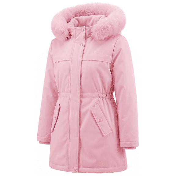 Winter Long Coat Parka for Girls Warm Hooded Puffer Jackets | Waterproof Polyester, Windproof Full Zipper, Ribbed Cuffs, Elastic Waist, Daily School & Outdoor Sports