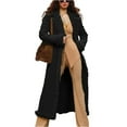 thumbnail image 1 of Winter Long Coats for Women Faux Suede Plush Shearing Jacket Lined Trench Coat Solid Color Fashion Casual Warm Overcoat, 1 of 6
