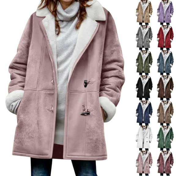 Women Fleece Jacket Coat Plus Size Winter Warm Quilted Jackets For Women Long Sleeve Floral Soild Puffer Jacket Coats With Pockets