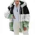 thumbnail image 1 of Winter Long Coats for Women Plus Size Winter Warm Loose Plush Zip Hooded Jacket Coat Gifts Christmas Gift, 1 of 5
