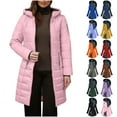 thumbnail image 1 of Winter Long Coats for Women Plus Size Winter Warm Plush Zip Up Lapels Hooded Jacket Outwear Coat Solid Long Sleeved Jacket, 1 of 9