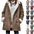 thumbnail image 1 of Winter Long Coats for Women Warm Lapels Quilted Jackets For Women Long Sleeve Floral Soild Puffer Jacket Coats With Pockets, 1 of 6