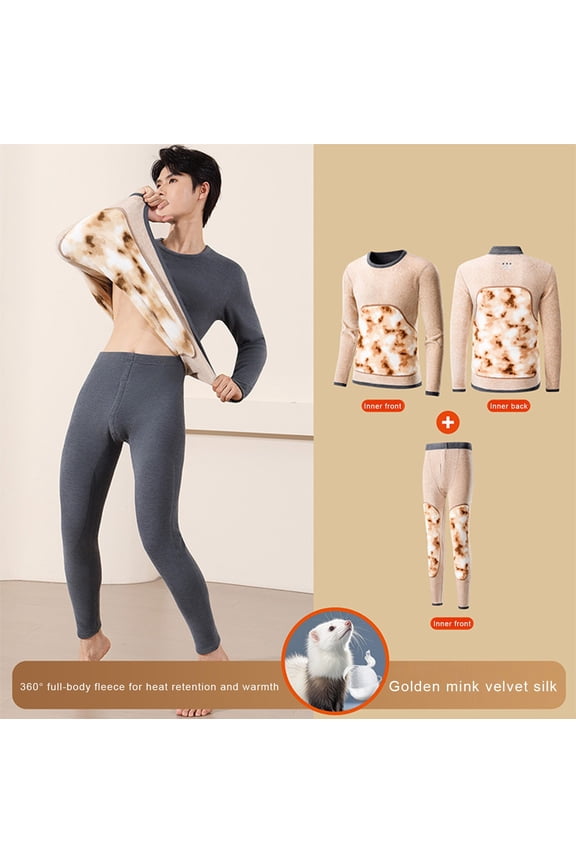 Winter Long Johns Mens Thermal Underwear 2 Piece Base Layers Heavyweight Fleece Lined Tops Bottoms Cold Weather Gear Dark Gray, XXL