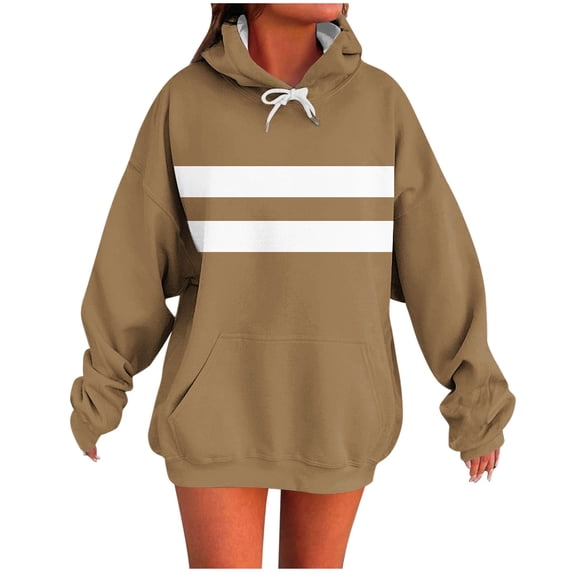Winter Long Sleeve Hoodies Tops for Women Polka Print Hooded Sweatshirt Long Top Long Sleeved Pocket Hoodies for Women