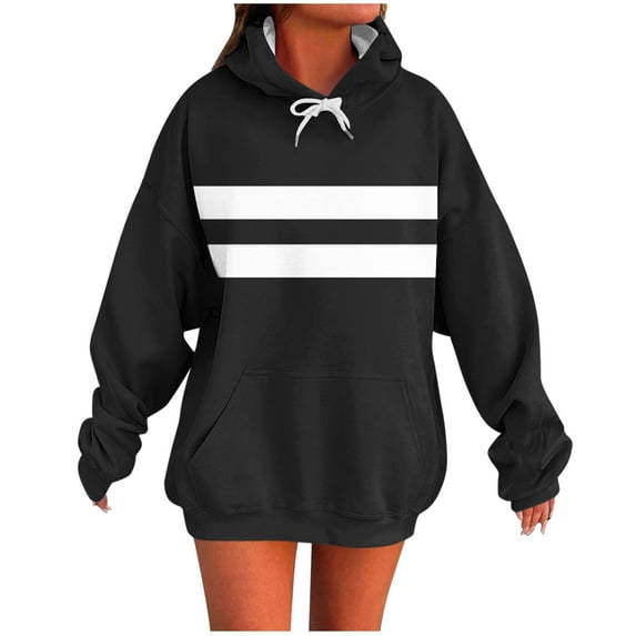 Winter Long Sleeve Hoodies Tops for Women Polka Print Hooded Sweatshirt Long Top Long Sleeved Pocket Hoodies for Women