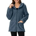 thumbnail image 1 of Winter Long Sleeve Hoodies Tops for Women Warm Faux Coat Jacket With Pocket Winter Zipper Solid Long Sleeve Outerwear, 1 of 6