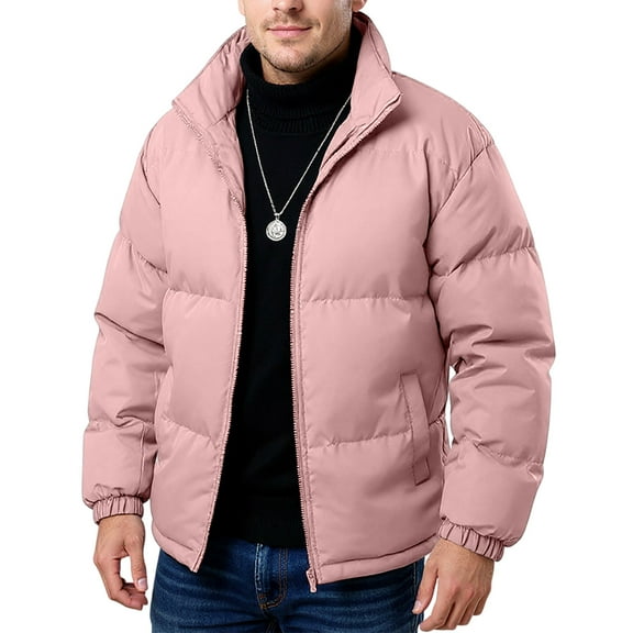 Winter Long Sleeve Outdoor Jacket Men Plus Size Stylish Solid Color Turtleneck Pocket