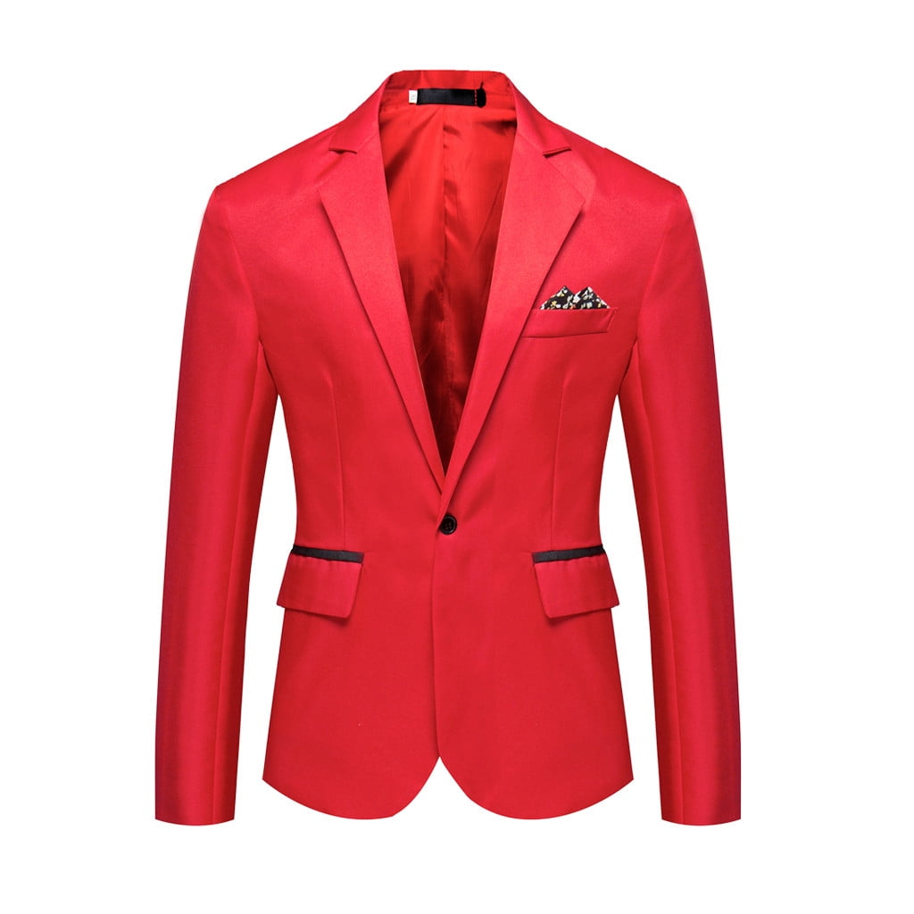 Winter Long Sleeve Wedding Guest Blazer Jackets for Men Red Outwear ...