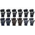 thumbnail image 1 of Winter Magic Gloves, 12 Pairs Stretchy Warm Knit Bulk Pack Mens Womens, Wholesale (12 Pairs Assorted #3), 1 of 9