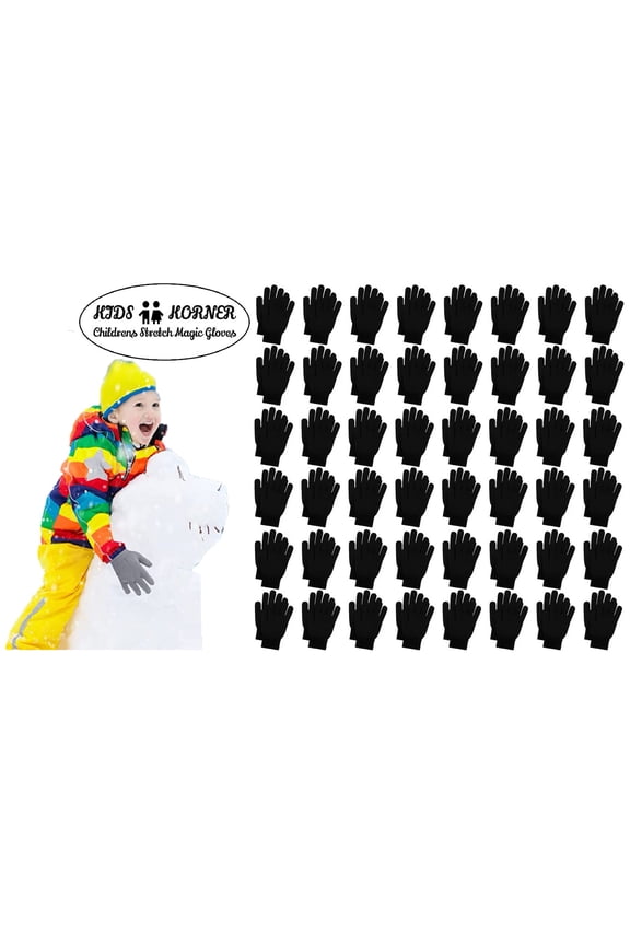 36 Pairs Bulk Men's, Women's and Kids Knit Stretchy Bulk Glove Black Lot