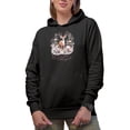 thumbnail image 1 of Winter Magic with Watercolor Reindeer & Mushrooms Art, Christmas Gift, Black Hooded Sweatshirt or Hoodie, XL, 1 of 5