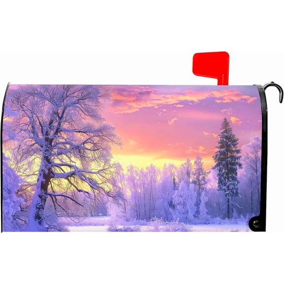 Winter Mailbox Covers Magnetic Snowflake Mailbox Covers Magnetic Standard Size 18 X 21 Inch Winter Tree Mailbox Wraps Post Letter Box Cover Decor for Outside Garden Yard