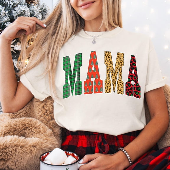 Winter Mama, Leopard Plaid Animal Print Shirt Design, Preppy Winter Sublimation, Mama201 Tshirt All Size S-5XL