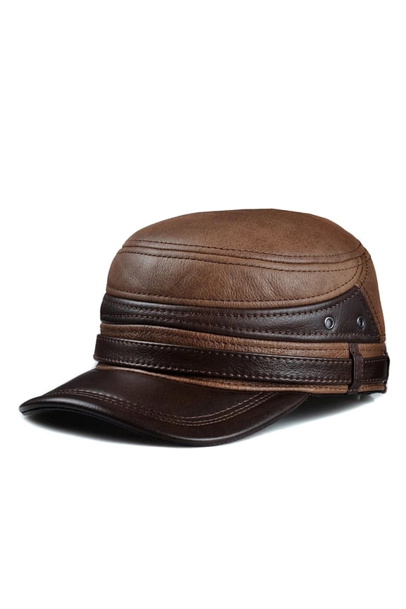 Winter Men Genuine Leather Baseball Cap Earmuffs Flat Hat Male Keep Warm Leisure 57-60 Cm Adjustable Gorro Cow Skin Cap ,Unisex