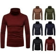 thumbnail image 1 of Winter Men Solid Color High Neck Long Sleeve Slim T-Shirt Warm Bottoming Top Tee, 1 of 8