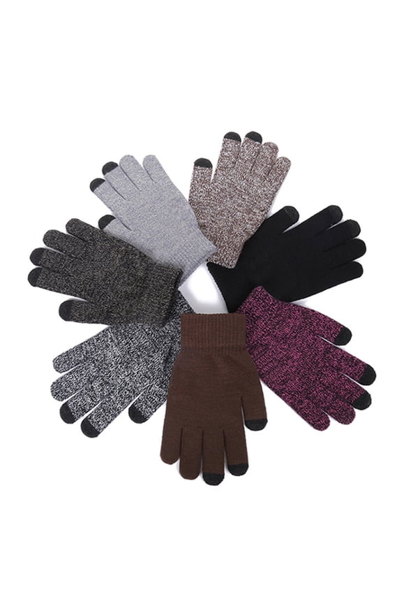 Winter Men Women Knitted Gloves Touch Screen Non-slip Full Finger Warm Mitten,Navy Blue
