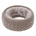 thumbnail image 1 of Winter Men Women Solid Color Thicken Warm Thermal Knitted O Ring Collar Scarf-Khaki, 1 of 4