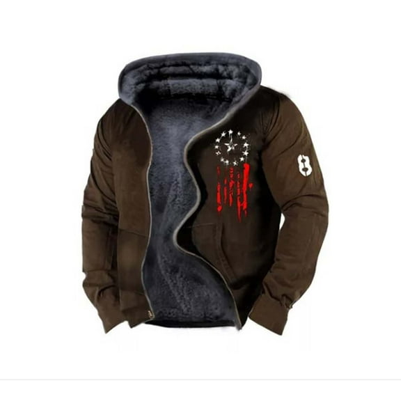 Winter Men's 3D Digital Print Fashion Casual Personality Youth Hooded Zipper Hoodie Coat