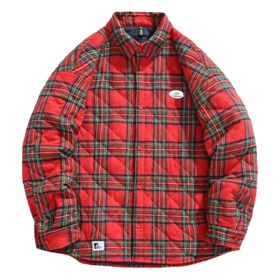 Winter Men's Casual Plaid Shirt Collar Thickened Cott On Jacket