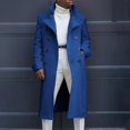 thumbnail image 1 of Winter Men's Solid Color Single-faced Wool Overcoat Double-breasted Extended Coat Blue XXXXL, 1 of 5